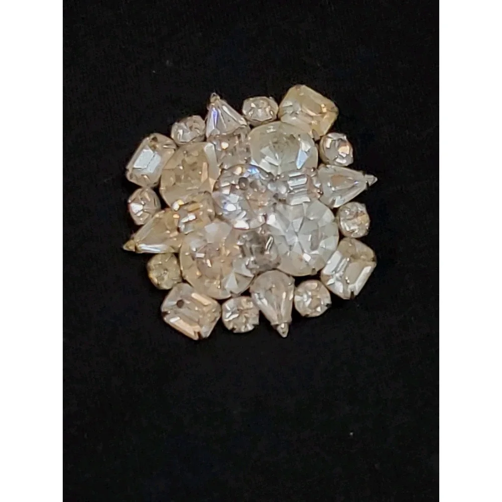 Gorgeous Vintage Aurora Borealis Rhinestone Brooch Pin Jewelry 40's 50's Square